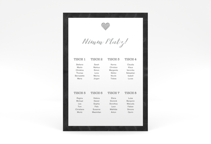 Sitzplan Poster Hochzeit Sparkly 50 x 70 cm Poster grau