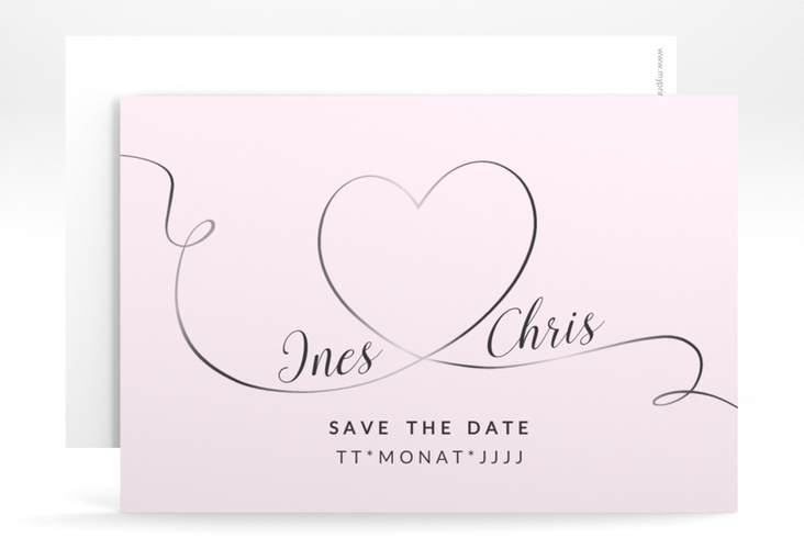 Save the Date-Karte Hochzeit Dolce A6 Karte quer rosa