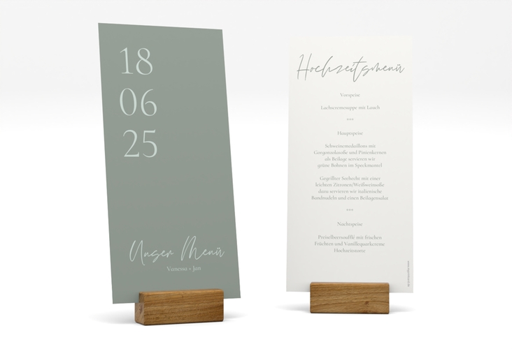 Menükarte Hochzeit Day lange Karte hoch mit Datum im minimalistischen Design