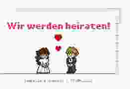 Verlobungskarte Hochzeit Pixel A6 Postkarte weiss