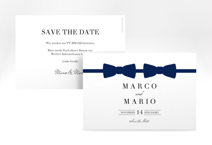 Save the Date-Karte Suits A6 Karte quer blau