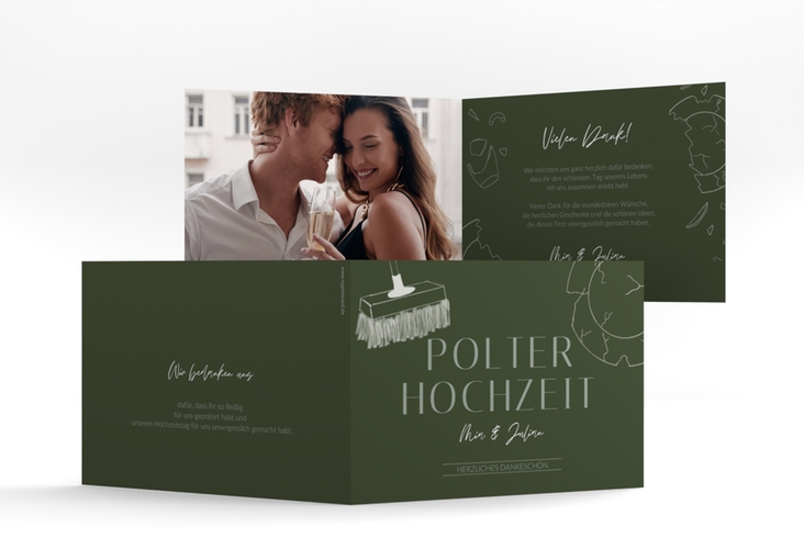 Danksagungskarte Hochzeit Polterhochzeit A6 Klappkarte quer