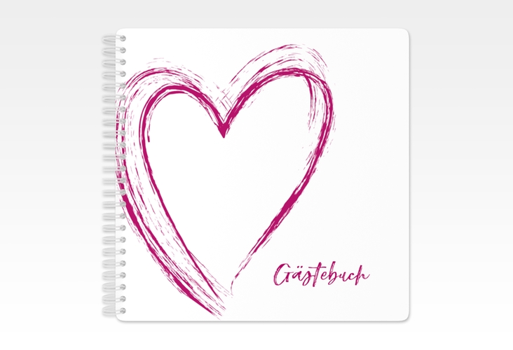 Gästebuch Hochzeit Liebe Ringbindung pink