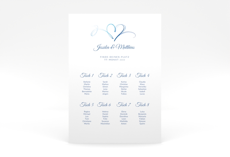 Sitzplan Poster Hochzeit Envie 50 x 70 cm Poster blau