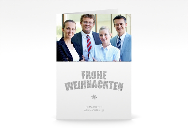 Business-Weihnachtskarte Weihnachtsfunkeln A6 Klappkarte hoch weiss