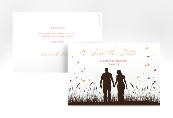 Save the Date-Karte Hochzeit Rouen A6 Karte quer braun