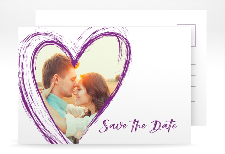 Save the Date-Postkarte Liebe A6 Postkarte lila