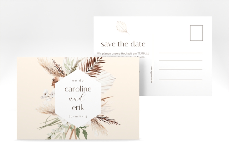 Save the Date-Postkarte Bohemian A6 Postkarte beige hochglanz