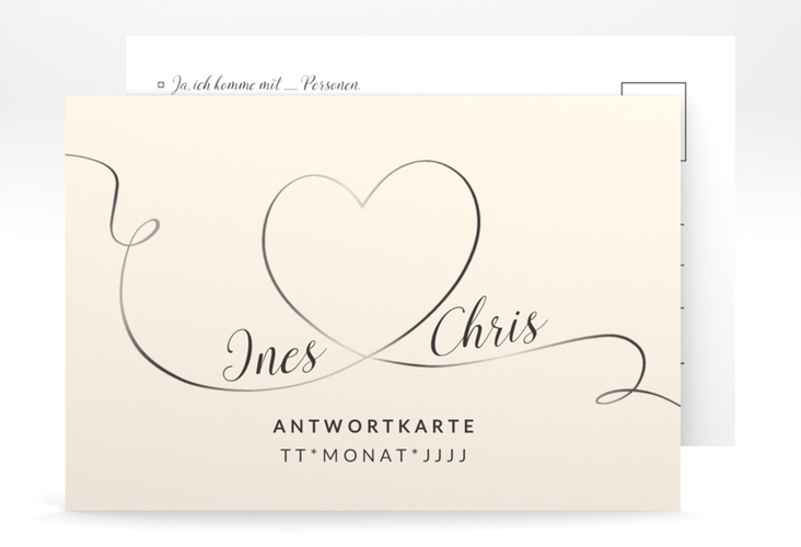 Antwortkarte Hochzeit Dolce A6 Postkarte beige