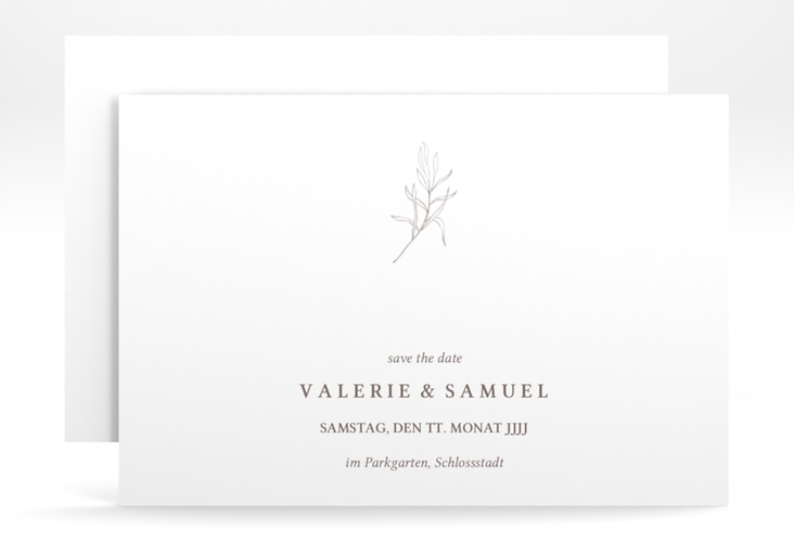 Save the Date-Karte Ivy A6 Karte quer minimalistisch mit kleiner botanischer Illustration