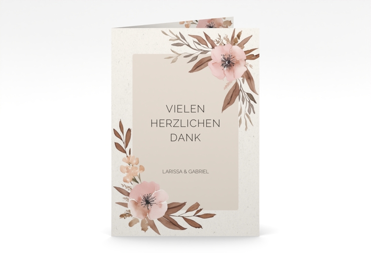 Danksagungskarte Hochzeit Modest A6 Klappkarte hoch mit elegantem Blumen-Aquarell