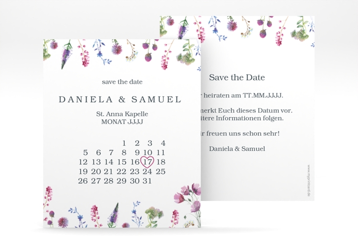 Save the Date-Kalenderblatt Wildblumen Kalenderblatt-Karte