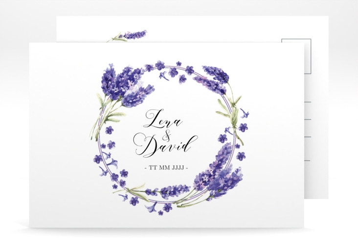 Save the Date-Postkarte Lavendel A6 Postkarte