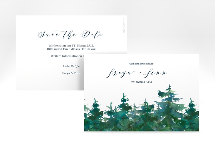 Save the Date-Karte Evergreen A6 Karte quer weiss