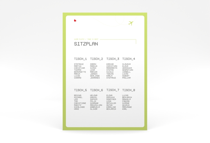 Sitzplan Poster Hochzeit Weddingpass 50 x 70 cm Poster gruen