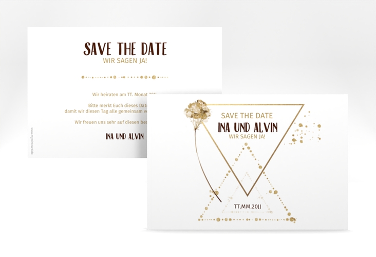 Save the Date-Karte Triangle A6 Karte quer weiss