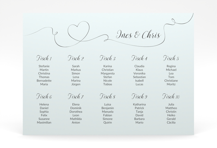 Sitzplan Poster Hochzeit Dolce 70 x 50 cm Poster tuerkis