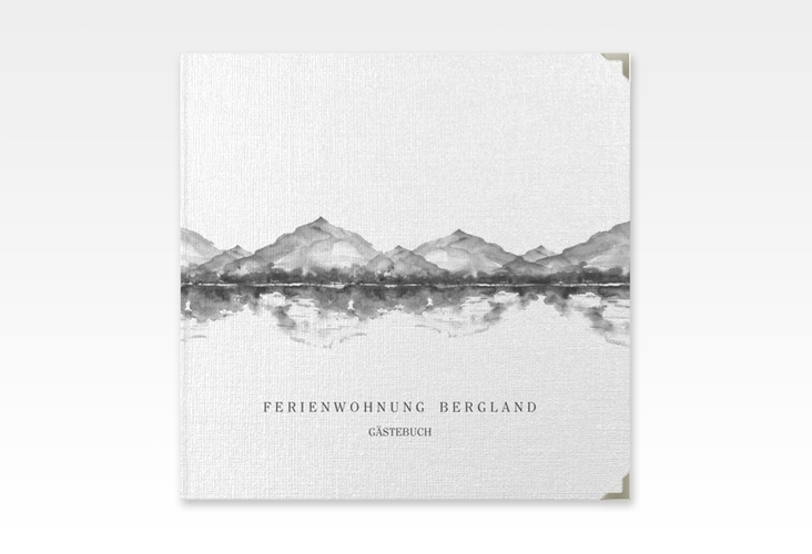 Gästebuch Selection Ferienwohnung Bergland Leinen-Hardcover grau mit Gebirgslandschaft