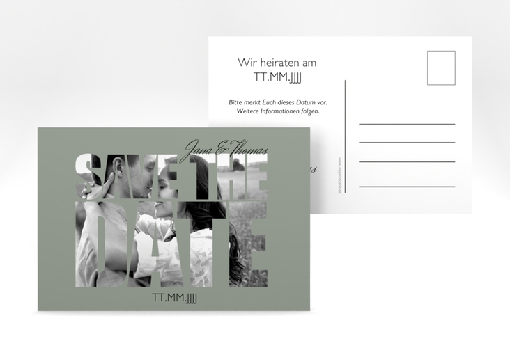 Save the Date-Postkarte  Letters A6 Postkarte gruen