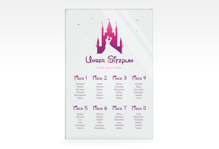 Sitzplan Acryl Hochzeit Castle 40 x 60 cm Acryl pink