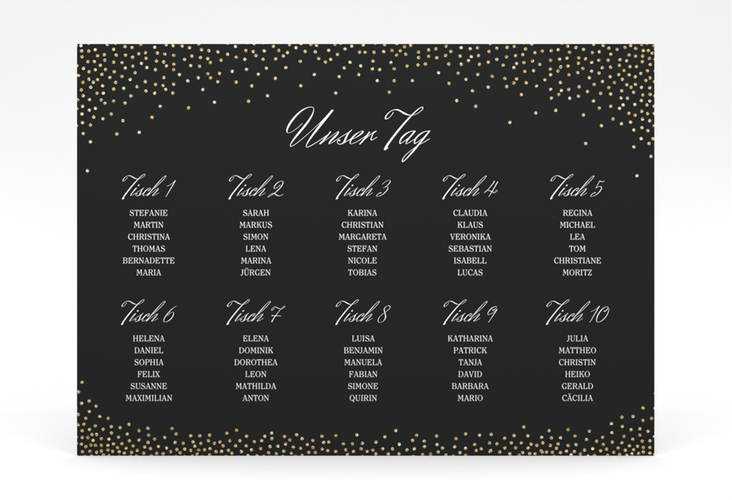 Sitzplan Poster Hochzeit Glitter 70 x 50 cm Poster schwarz