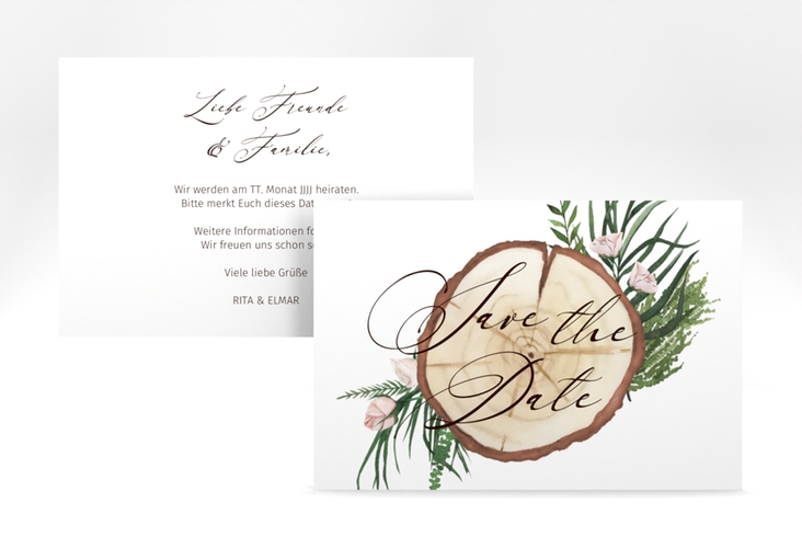 Save the Date-Karte Woodland A6 Karte quer weiss