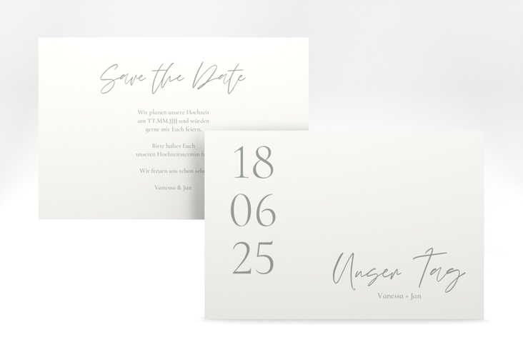 Save the Date-Karte Day A6 Karte quer weiss hochglanz mit Datum im minimalistischen Design