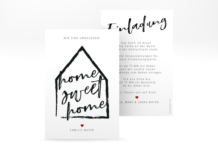 Party Einladung Sweethome A6 Karte hoch mit Haus und Aufschrift home sweet home