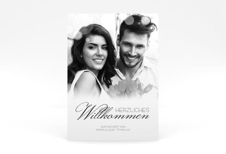 Willkommensschild Poster Bokeh 50 x 70 cm Poster weiss