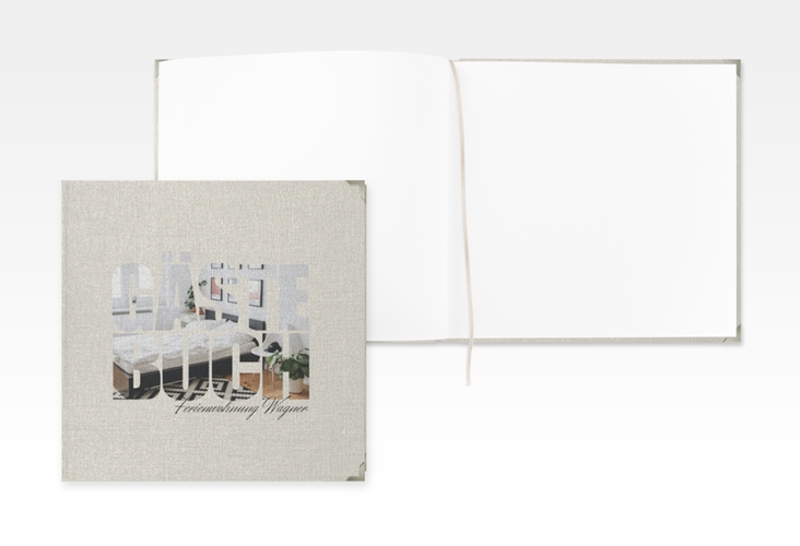 Gästebuch Selection Ferienwohnung Apartment Leinen-Hardcover beige in modernem Typografie-Design