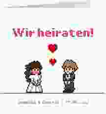 Hochzeitseinladung Pixel quadr. Klappkarte weiss