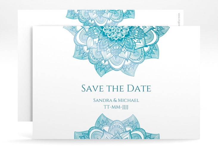 Save the Date-Karte Hochzeit Delight A6 Karte quer tuerkis