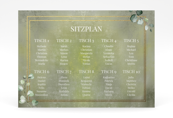 Sitzplan Poster Hochzeit Jade 70 x 50 cm Poster