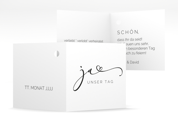 Geschenkanhänger Hochzeit Jawort Geschenkanhänger 10er Set weiss modern minimalistisch mit veredelter Aufschrift