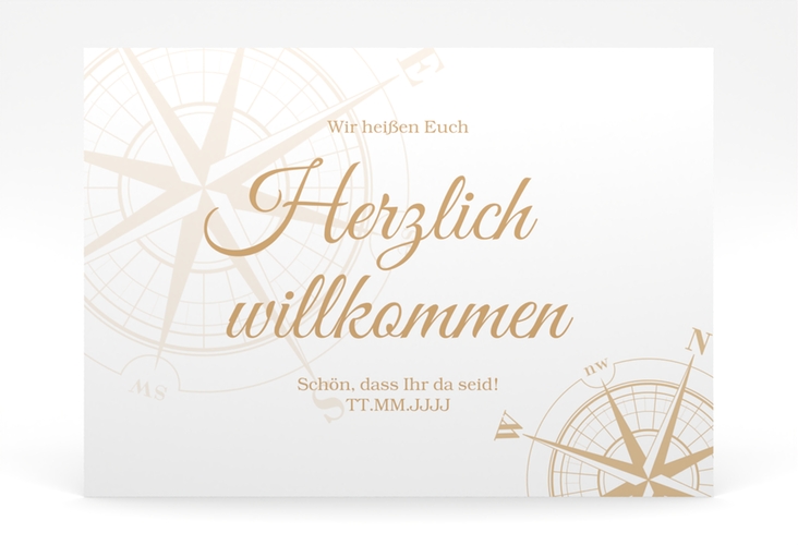 Willkommensschild Poster Windrose 70 x 50 cm Poster beige