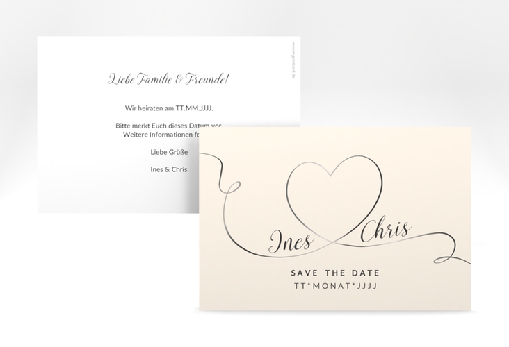 Save the Date-Karte Hochzeit Dolce A6 Karte quer beige