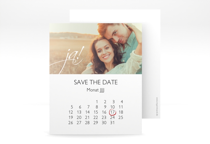 Save the Date-Kalenderblatt Clarity Kalenderblatt-Karte weiss hochglanz