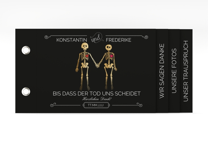 Danksagungskarte Hochzeit Bones Booklet schwarz