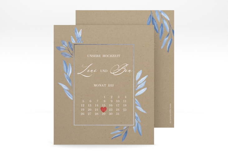 Save the Date-Kalenderblatt Classicblue Kalenderblatt-Karte Kraftpapier