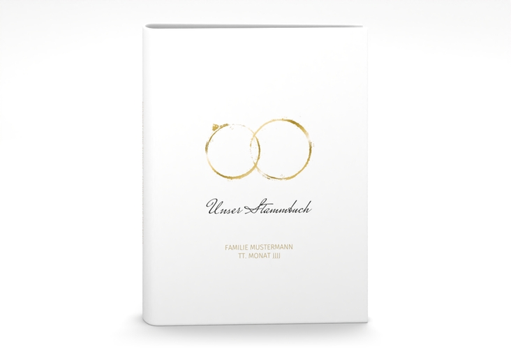 Stammbuch A5 Trauringe Stammbuch A5 gold minimalistisch gestaltet mit zwei Eheringen