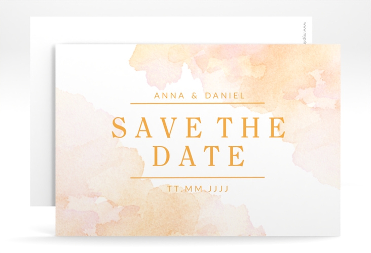 Save the Date-Karte Blush A6 Karte quer orange