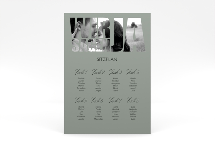 Sitzplan Poster Hochzeit Letters 50 x 70 cm Poster gruen