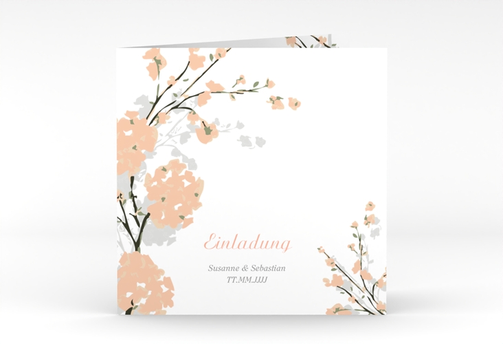 Hochzeitseinladung Salerno quadr. Klappkarte apricot