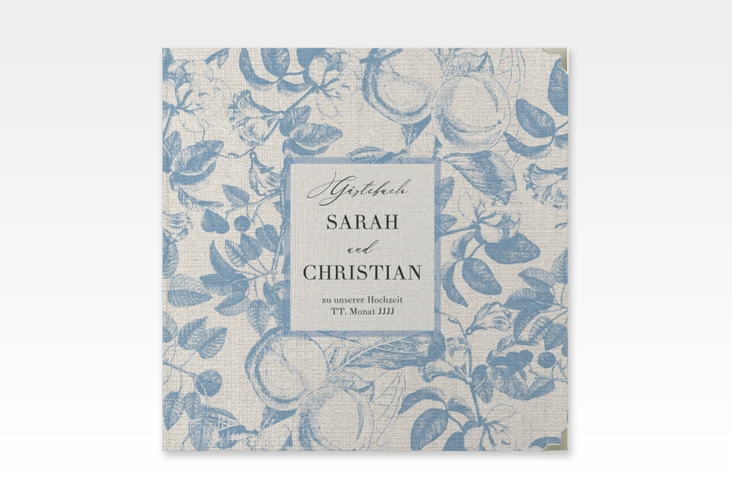 Gästebuch Selection Hochzeit Toile Leinen-Hardcover mit Blättermuster im Toile-de-Jouy-Stil