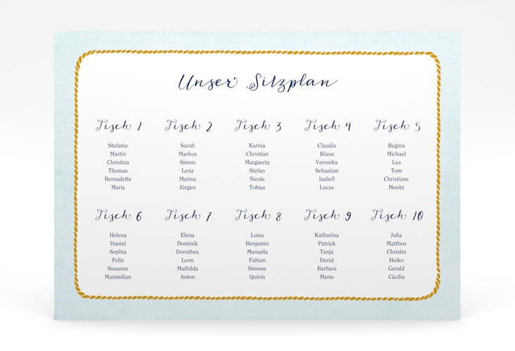 Sitzplan Poster Hochzeit Anker 70 x 50 cm Poster tuerkis