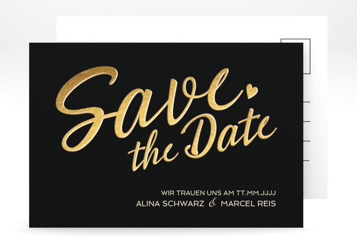 Save the Date-Postkarte Glam A6 Postkarte schwarz