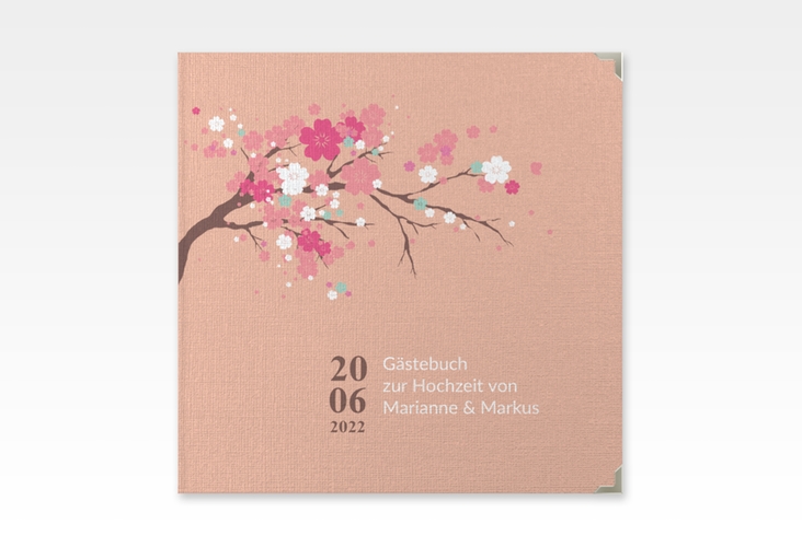 Gästebuch Selection Hochzeit Sakura Leinen-Hardcover apricot