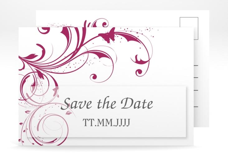 Save the Date-Postkarte Palma A6 Postkarte pink