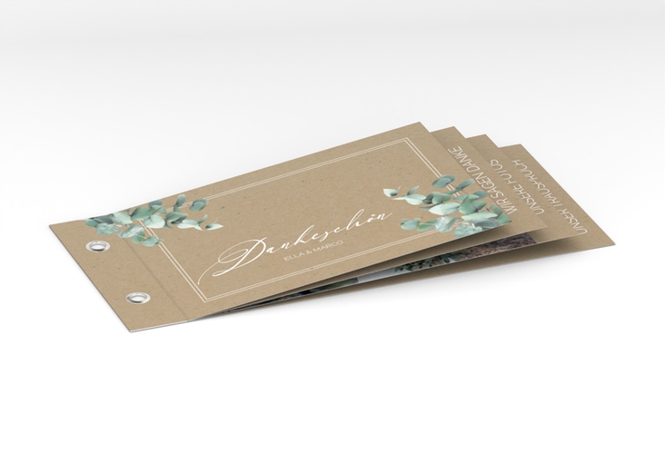 Danksagungskarte Hochzeit Eucalypt Booklet Kraftpapier mit Eukalyptus und edlem Rahmen