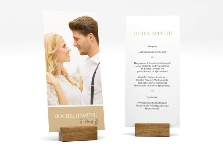 Menükarte Hochzeit Balance lange Karte hoch beige